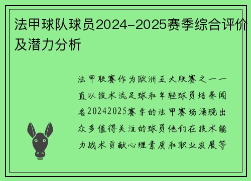 法甲球队球员2024-2025赛季综合评价及潜力分析